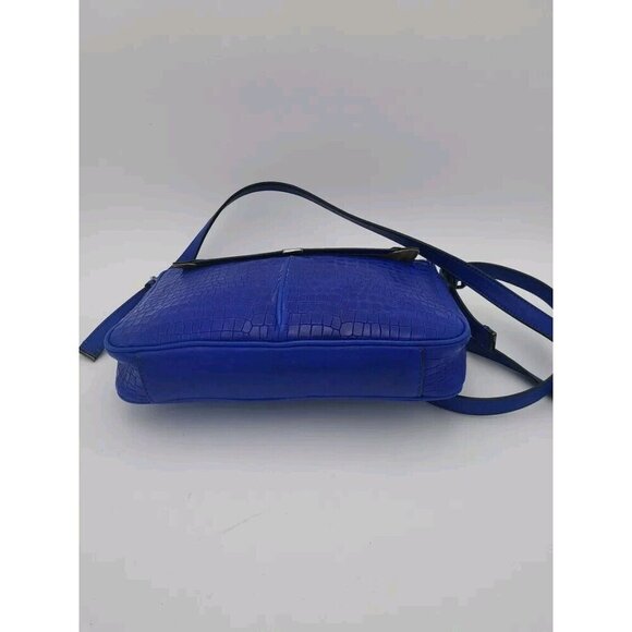 Royal Blue T Tahari Purse Alligator Crocodile Medium Preowned EUC Fast Ship - Picture 6 of 14